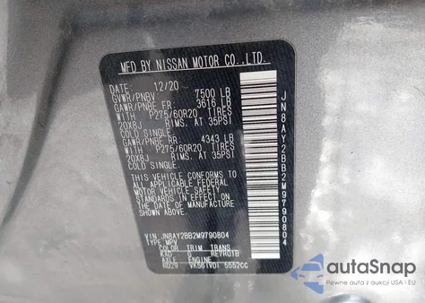 2021 Nissan Armada Sl 4Wd from USA, damaged, VIN JN8AY2BB2M9790804